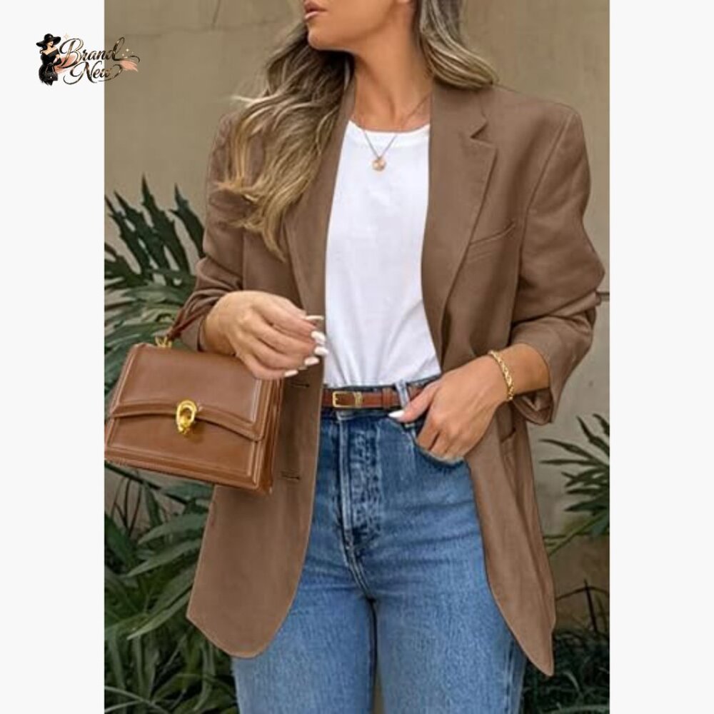 Polyester Blend Blazer with Pockets for Business … - image 4